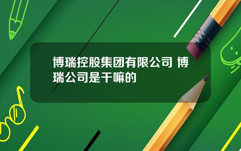 博瑞控股集团有限公司 博瑞公司是干嘛的